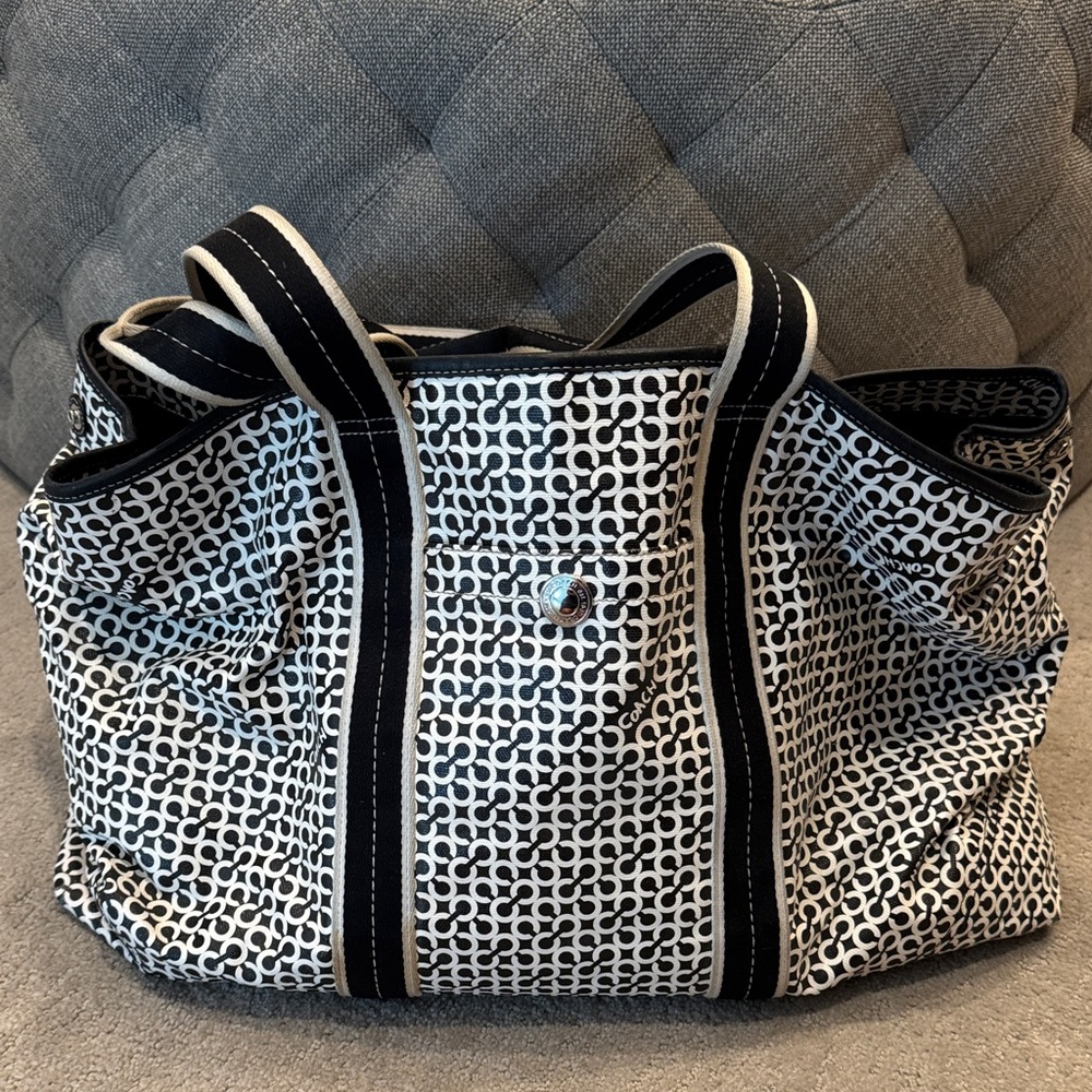 Coach Black and White Patterned Tote